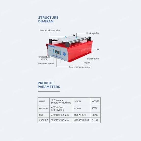 Mechanic MC968 Separator vacuum (7.5" inch / 350W / LCD)