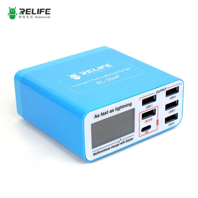 RELIFE RL-304P Smart 6-port digital display lightning charger