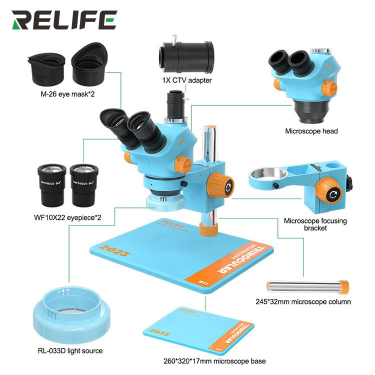 RELIFE RL-M5T-B11 Trinocular HD Microscope/1X CTV 
