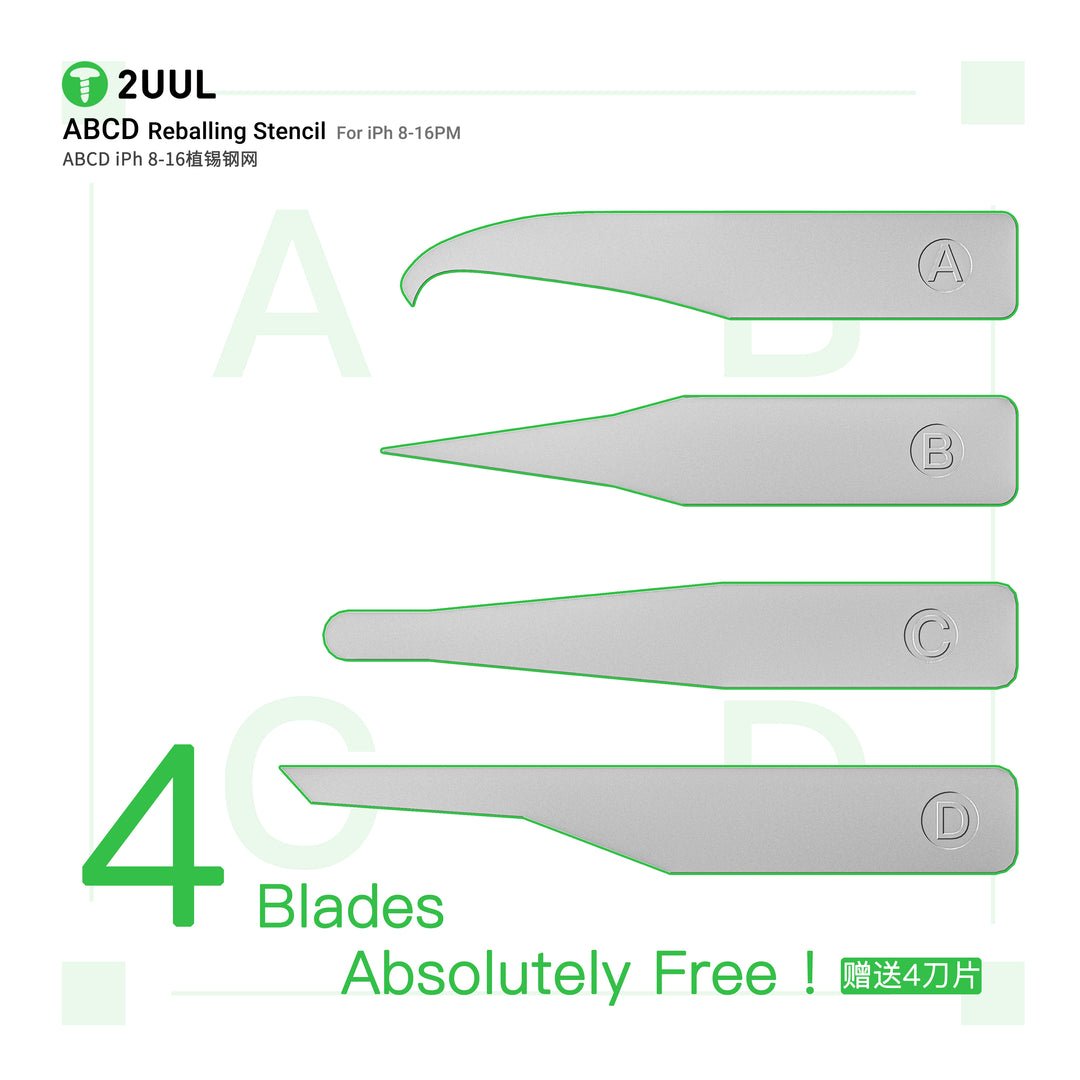 2UUL BG01 ABCD Reballing Stencil for iPh 8-16PM (4pcs/pack)