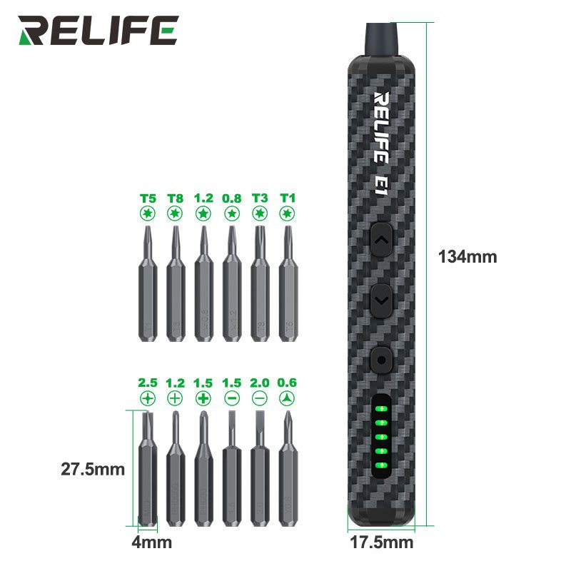 RELIFE E1 Carbon Fiber Electric Torque Screwdriver Set