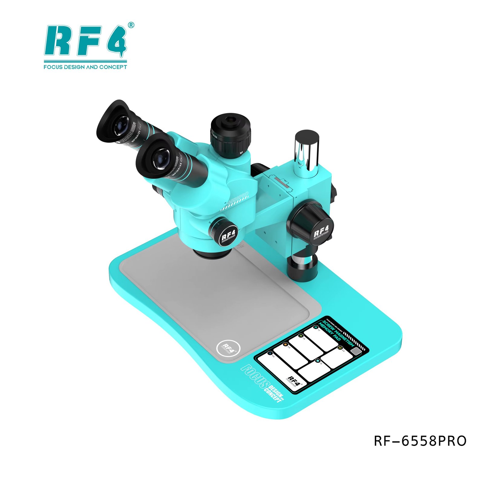 RF4 RF-6558Pro 6.5-58X Trinocular Stereo Microscope with Big Base
