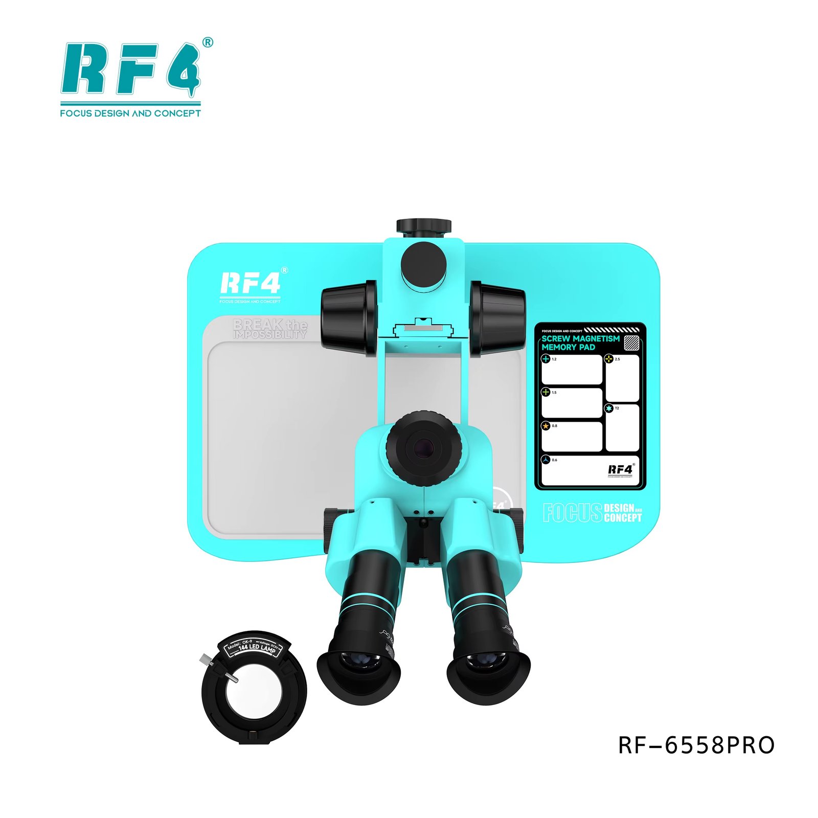 RF4 RF-6558Pro 6.5-58X Trinocular Stereo Microscope with Big Base