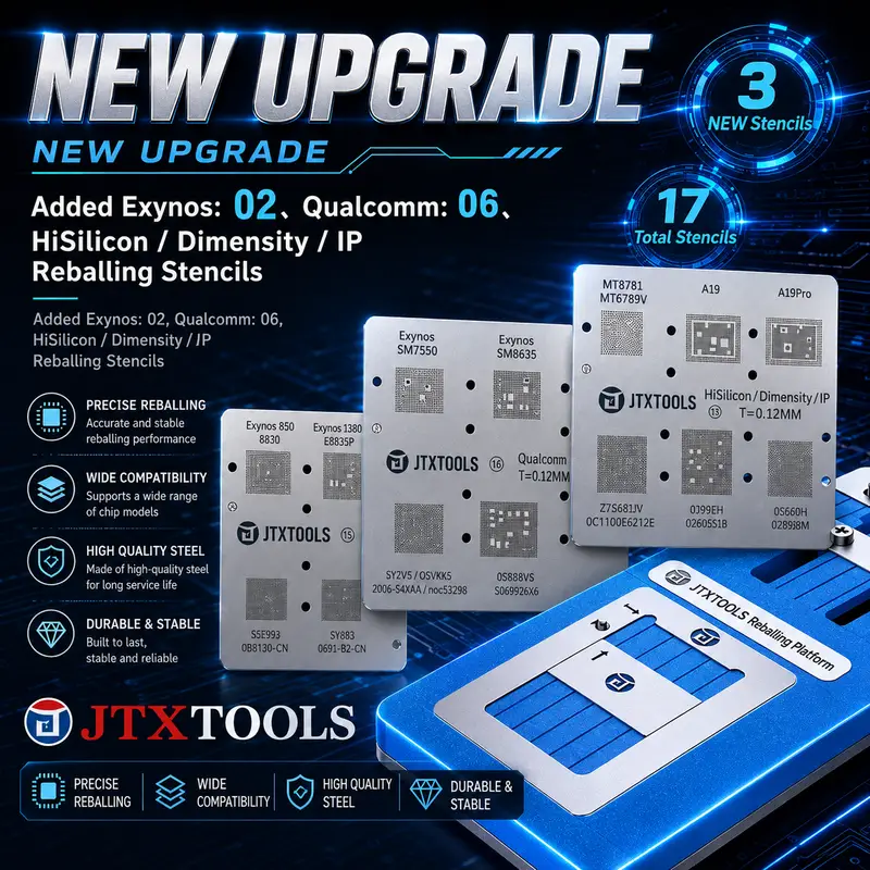 JTX T4 Max Universal Chips Glue Removal and Tin Planting Platform Set for iPhone / Samsung / Hisilicon / Android RAM