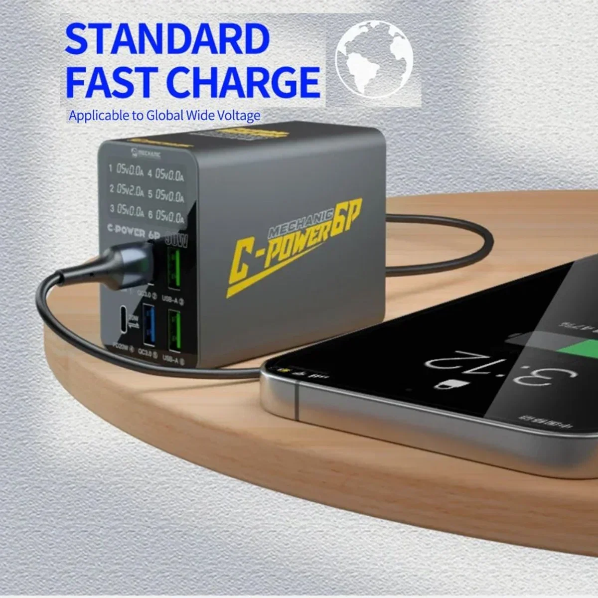 Mechanic 50W C-Power 6S Smart Digital Display 6 Port USB Charger ( PD 3.0 + QC 3.0 )