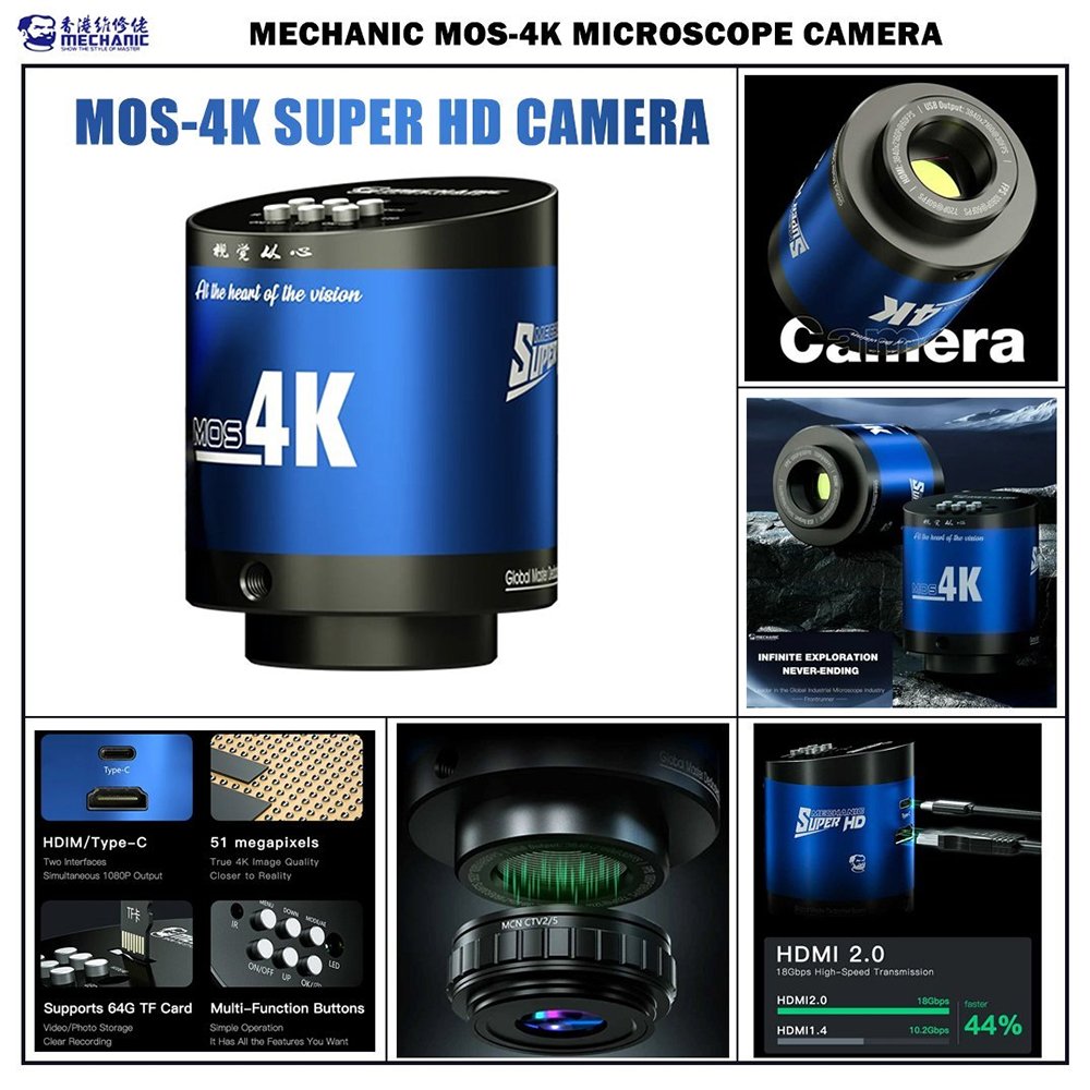 Mechanic MOS4K IMX415 Sensor 51MP 4K Ultra HD Microscope Camera